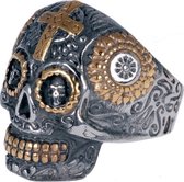 Herenring edelstaal Biker Skull Cross-21mm