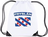 Friesland nylon rijgkoord rugzak/ sporttas wit met Friese vlag