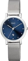 Q&Q Horloge - Zilverkleurig (kleur kast) - Multi bandje - 30 mm