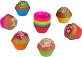 Relaxdays cupcake vormpjes van siliconen - 24 muffinvormpjes - muffin bakvorm - kleurrijk