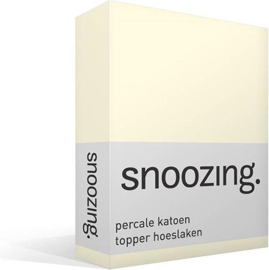 Snoozing - Topper - Hoeslaken  - Eenpersoons - 100x200 cm - Percale katoen - Ivoor
