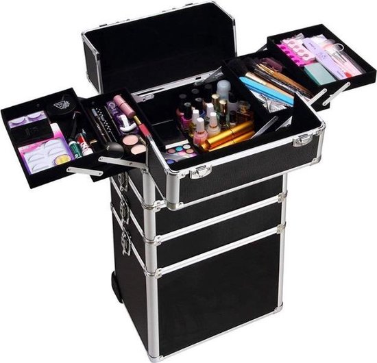 VDD Aluminium visagie kappers koffer trolley - Make-up schmink nagel koffer  trolley -... | bol.com