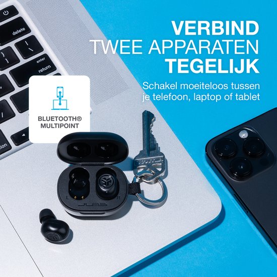 JLab JBuds Mini Draadloze Oordopjes - Bluetooth Oortjes Draadloos - 20 uur Batterijduur - Klein Design - Noise Cancelling Microfoon - Touch Sensoren - Multipoint - Zwart