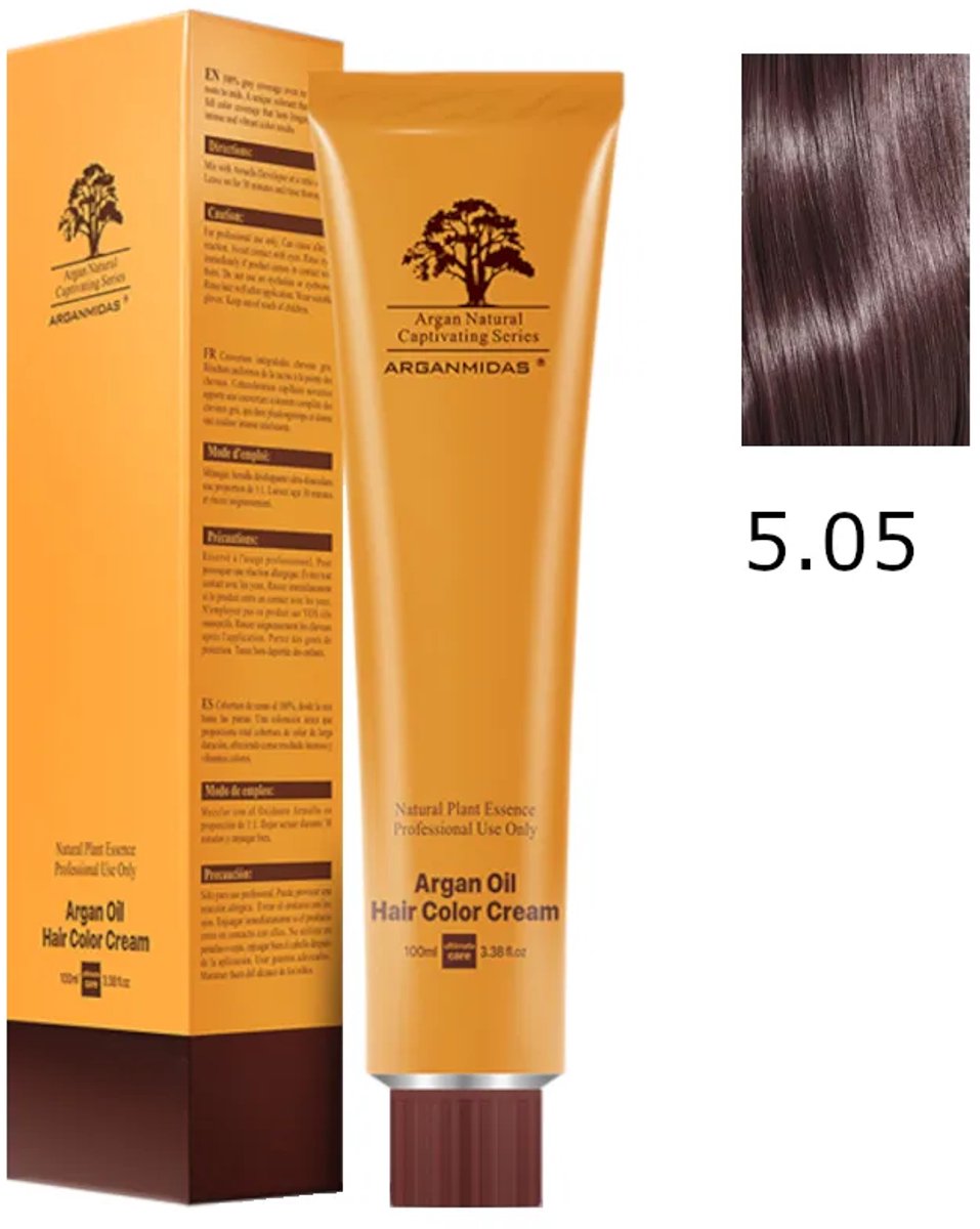 Arganmidas Marokkaanse Arganolie Haarkleur Crème 5.05 / Haarkleur Light Natural Mocha Brown 100 ml