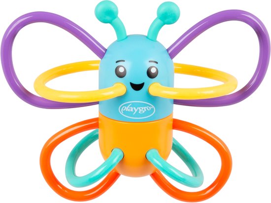 Playgro Click Clack Butterfly Rammerlaar - Bijtrammelaar - bijtring - Baby speelgoed - bijtspeeltje - Grijpspeelgoed - Speeltje - Baby rammelaar- Met geluid van Playgro — afbeelding 2