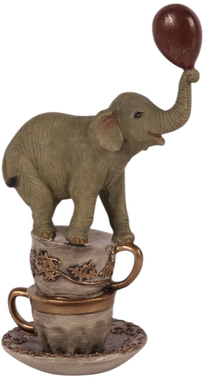 Baroque - Decoratief beeld of figuur - Olifant resin 21 cm - 20x14x9 - Polyresin