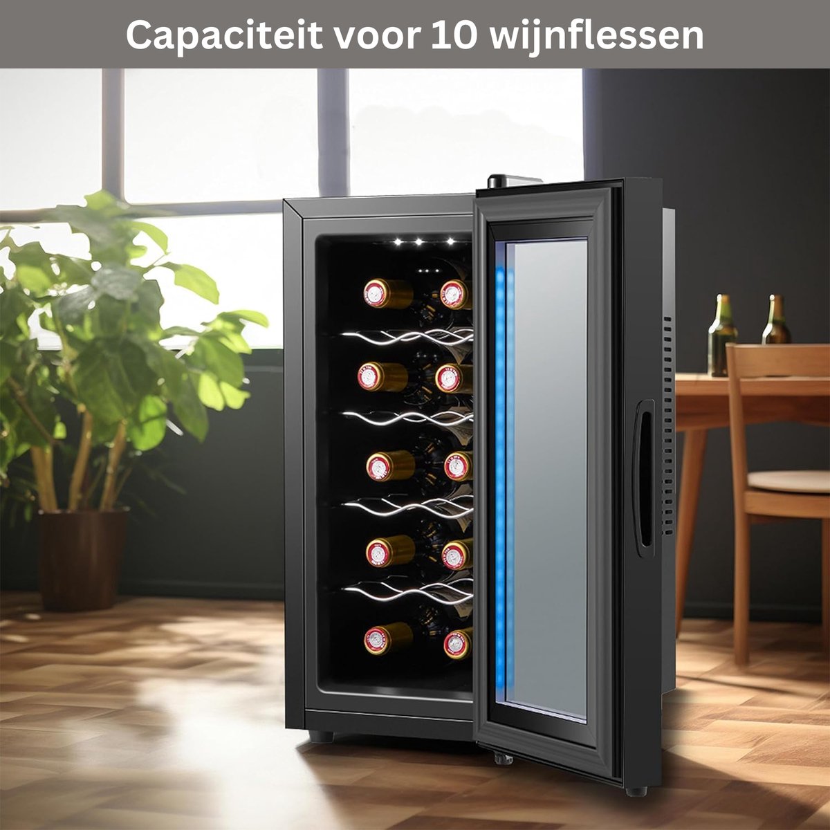 ApexArte® Wijnkoelkast Zwart met Temperatuurregeling - afbeelding 3