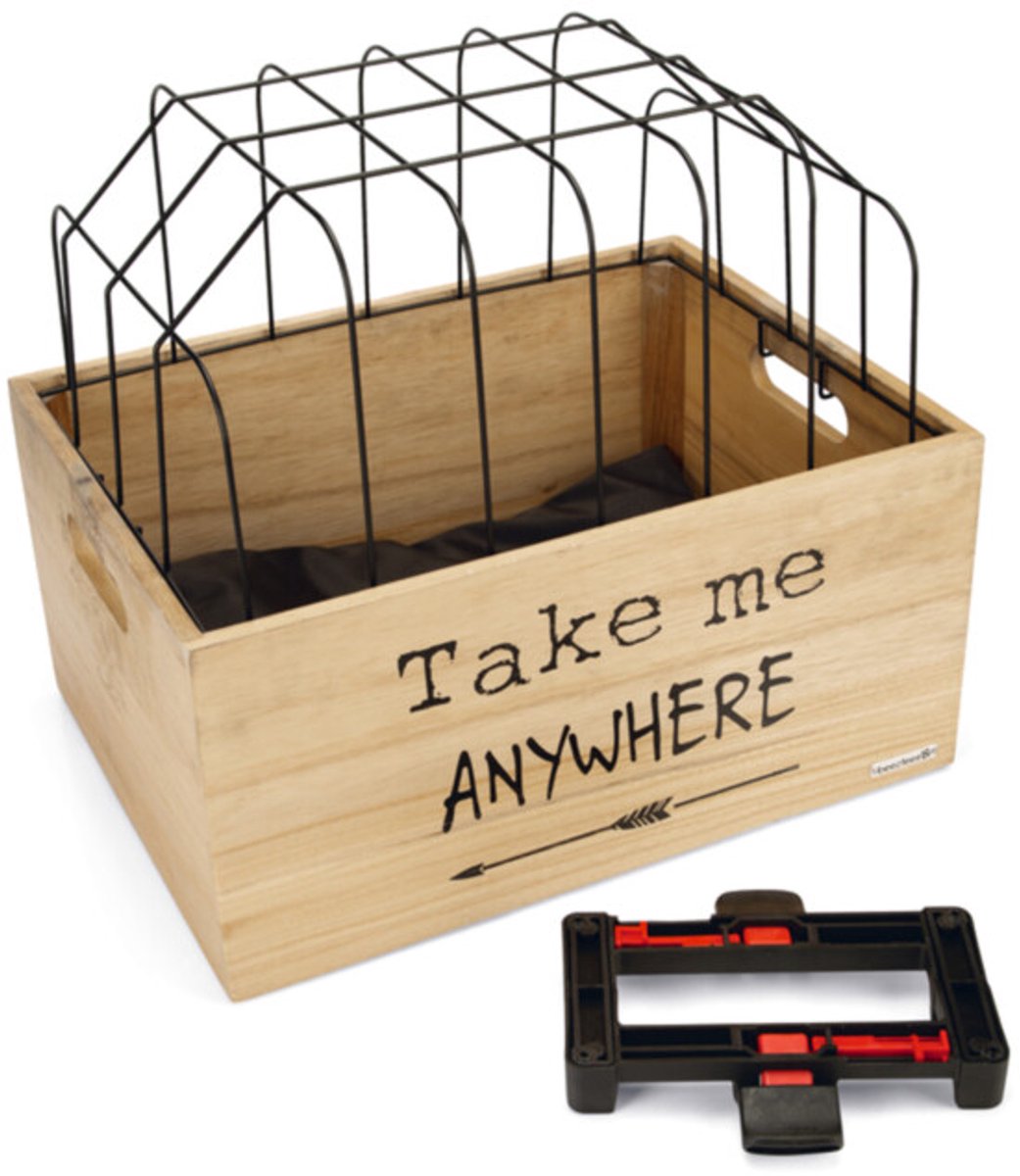 Beeztees Houten Fietsmand Journey + Kap - 45 x 33 x 45 cm