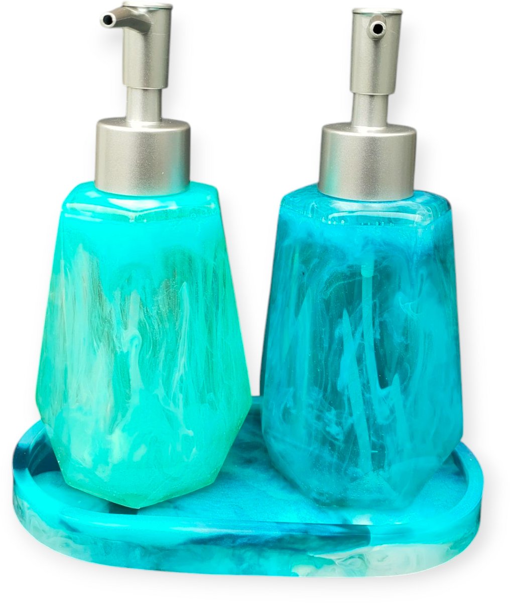 Resin Art JR: Badkamer accessoires 3-delige set / Uniek design / Handgemaakt