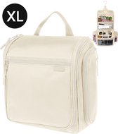 Toilettas met Haak - XL - Geschikt voor Dames, Heren, Jongen Meisje - Toilettassen - Packing Cubes Alternatief - Travel Organizer - Make up Tasje - Beige