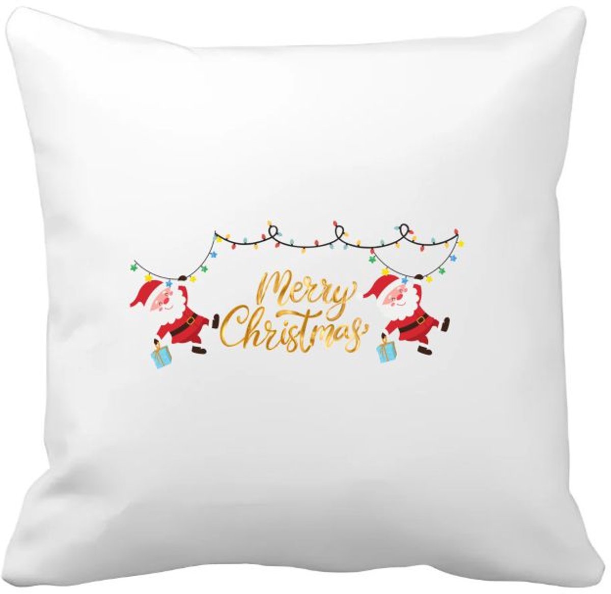 Akyol kerst merry christmas 2 kerstmannen Kussen hoes - Kerstmis - kerst beker - winter - kerst - christmas - kerst cadeau - 40 bij 40 cm Multicolor