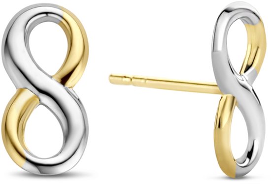 Clous d'oreilles infini en argent et métal doré.