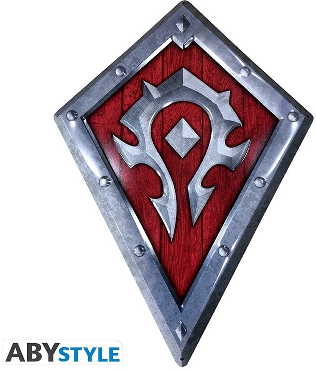 Blizzard World of warcraft horde shield unisex plaatmetalen borden - zilverkleurig/rood - standard