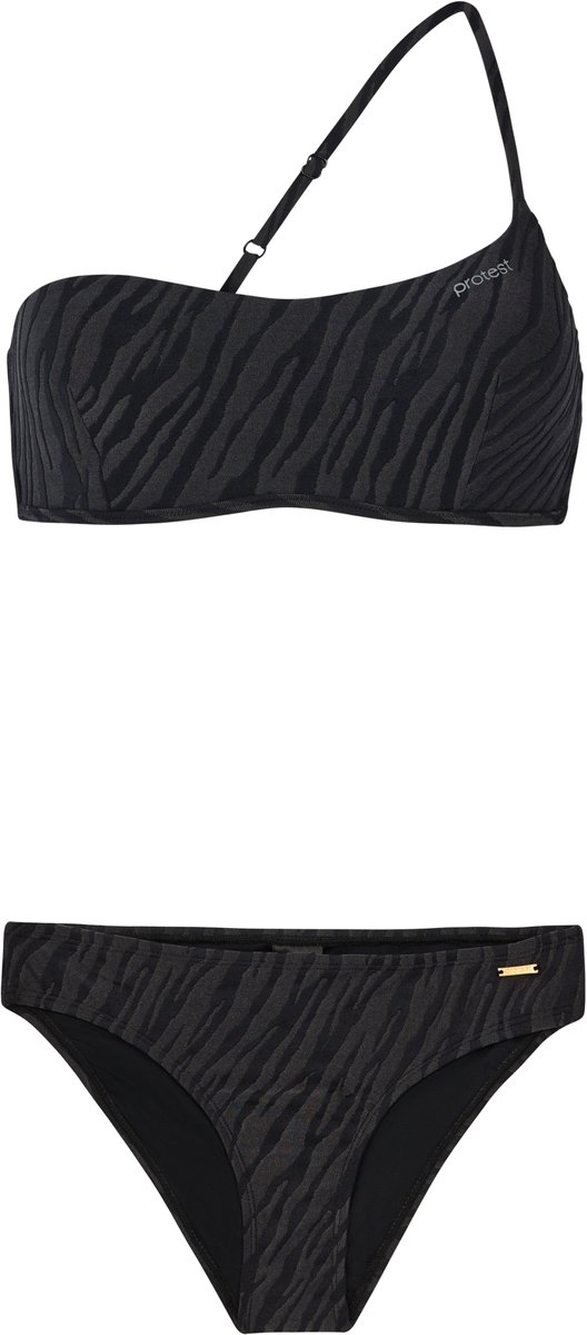 Protest Prtgill – Bandeau bikini set Dames – Tijgerprint – Verstelbare bandjes Zwart