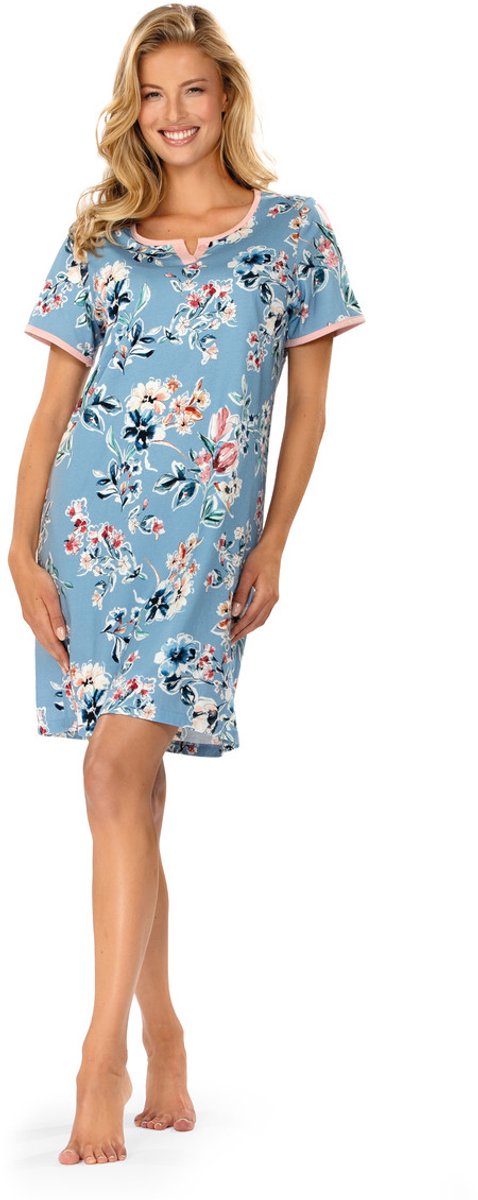 Comtessa Aquablauw katoenen nachthemd Ascafa - Blauw - Maat - 50