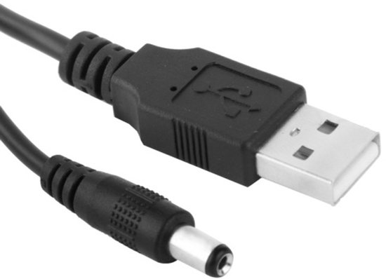 USB naar DC - 5.5 x 2,1 mm - 5V voedingskabel power adapter kabel oplader - Universeel - 100 CM - zwart