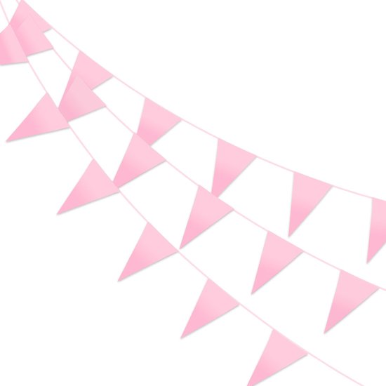 Q2P - Slingers - Verjaardag - Versiering - Vlaggenlijn - Babyshower - Feest - Gender Reveal- Slinger - Licht - Roze