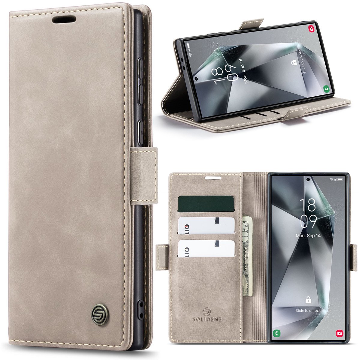 Solidenz Hoesje - Geschikt voor Samsung Galaxy S25 Ultra - Urban Book - Beige