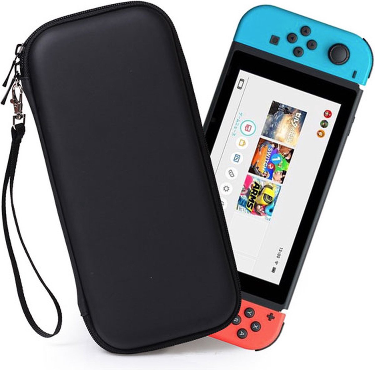 CHPN - Opbergtas geschikt voor Nintendo - Beschermingshoes voor Switch - Zwart - Met ruimte voor accessoires - Met koordje