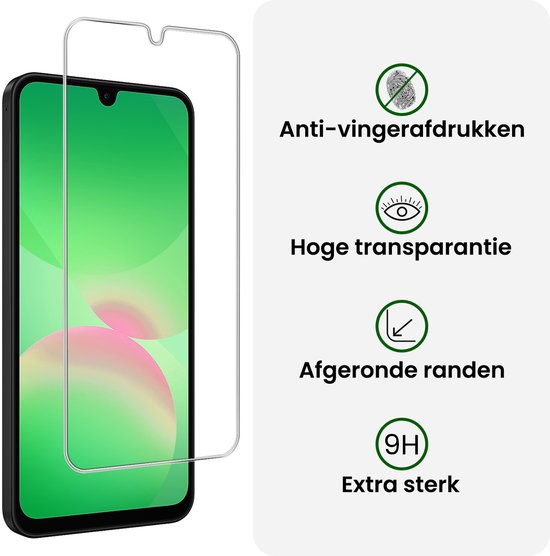 Schermprotector met anti-vingerafdruk, hoge transparantie en afgeronde randen. Extra sterk (9H).