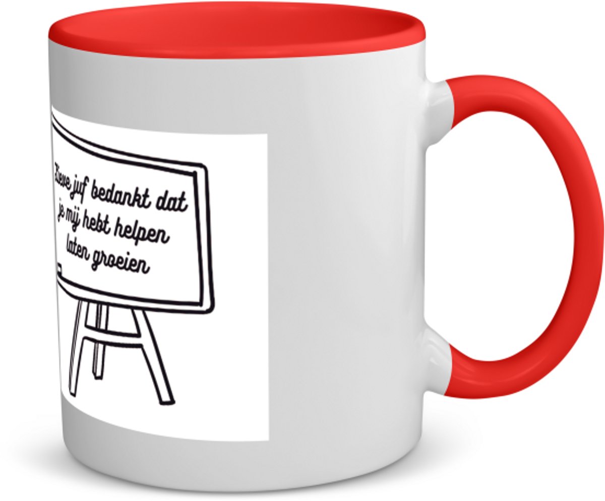 Akyol - lieve juf bedankt dat je me hebt laten groeien koffiemok - theemok - rood - Juf - juf - leraar - 350 ML inhoud