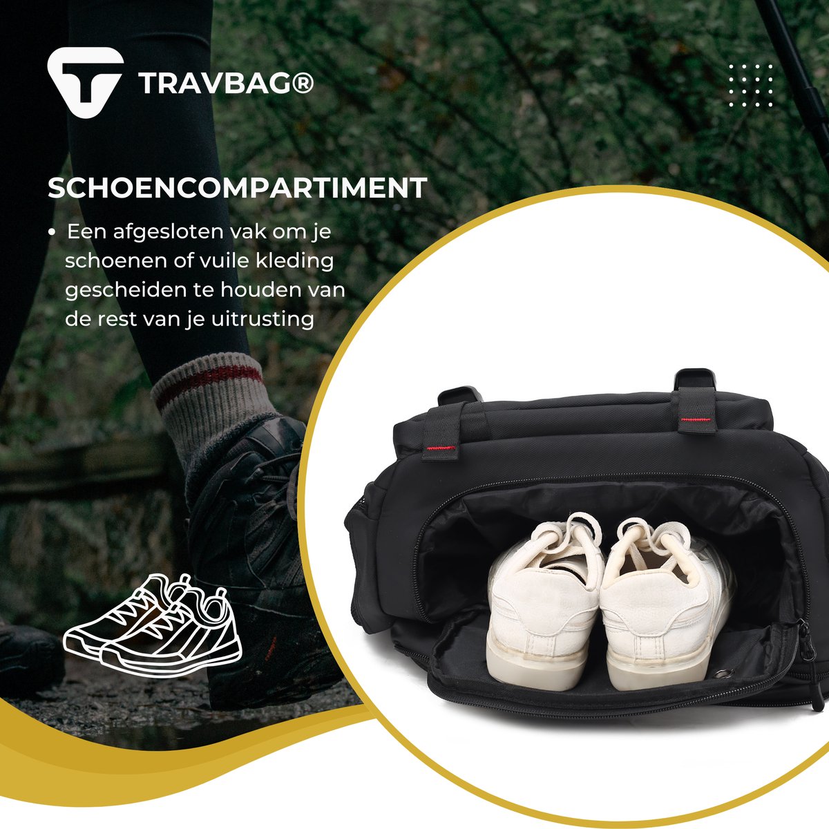 TRAVBAG® VOYAGER Rugzak - Ruime capaciteit & Verstelbaar - Backpack Reistas - Wandelrugzak - Waterdicht - USB Oplaadpoort - 65 Liter - Laptopvak - Anti-diefstal - Voor Reizen, Werk & School – foto 5