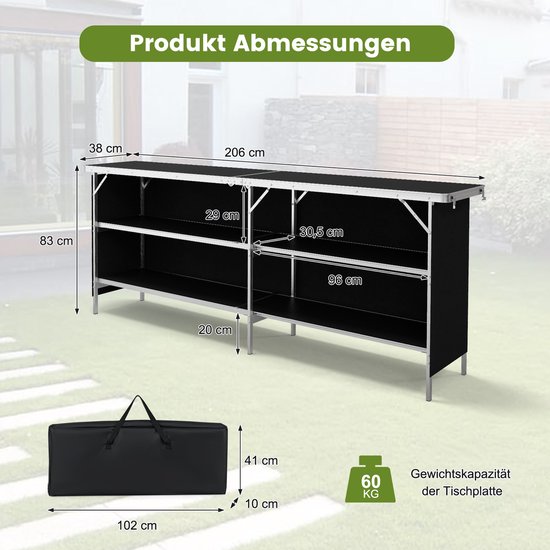 Koopman Dulap pliabil de camping cu blat de masă - 60x48x81 cm
