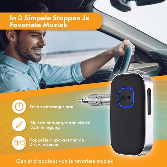 Bluetooth Receiver - 16 uur draadloos - BT 5.0 - 3.5MM AUX - Bluetooth Ontvanger - Bluetooth Receiver Auto van Merkloos — afbeelding 5