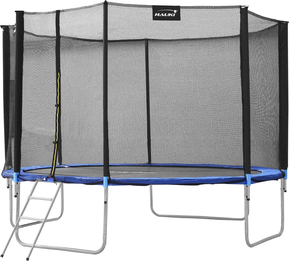 Hauki buitentrampoline, Ø427 cm, blauw, GS getest, ronde tuintrampoline voor kinderen tot 150 kg