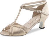 Werner Kern Astrid Dansschoenen voor dames van poeder goud leer - 5,5 cm hak - Suede zolen - Open teen met T - bandje - Salsa, Latin, Bachata, Social - Werner Kern - Goud - 38 2/3