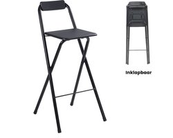 Alora inklapbare barkruk - barkrukken met rugleuning - opklapbaar - Opvouwbare barkruk buiten - zwart - outdoor - barstoel - klapstoel - inklapbaar - met voetsteun - camping