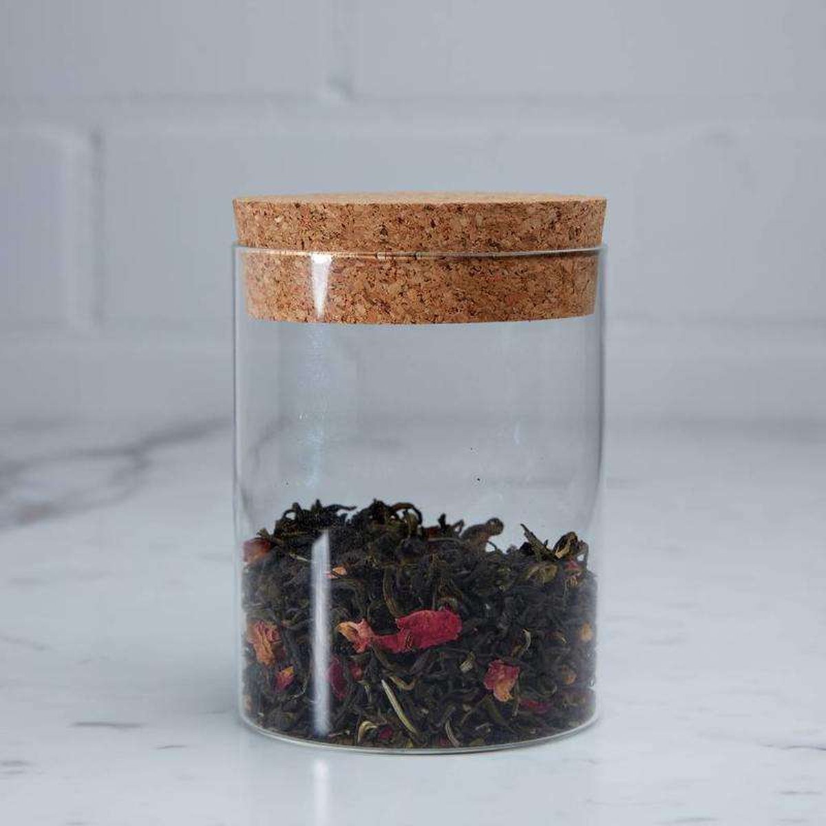 Thee opslag glas met kurk 6 stuks. Bewaarpot thee, opslag thee.
