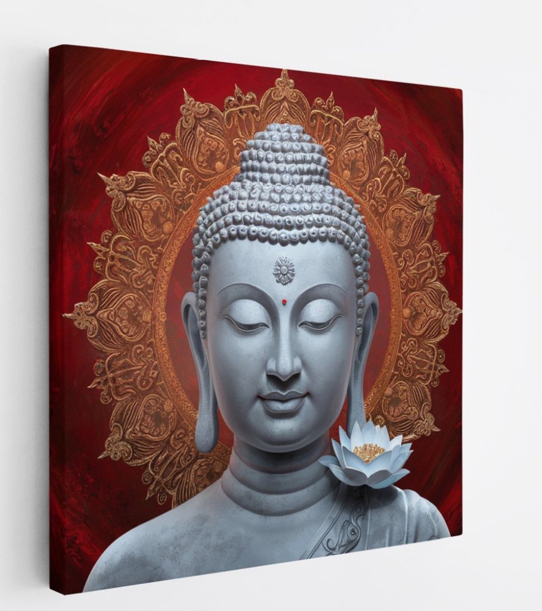 Saammp Canvas Schilderij - Boeddha - Religie - 20x20 - Foto op canvas - Wanddecoratie - Muurdecoratie Woonkamer - Canvas schilderijen Multicolor