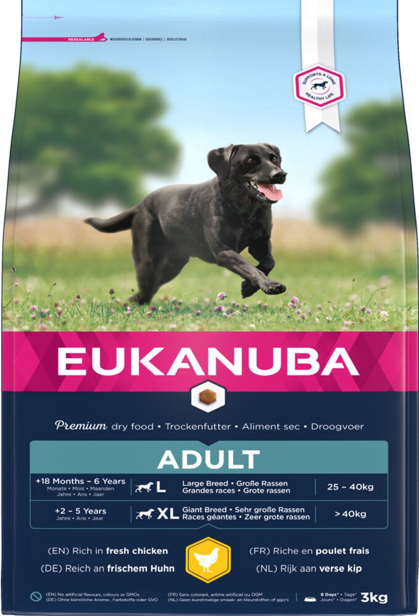 2x Eukanuba Dog Active Adult Large 3 kg
