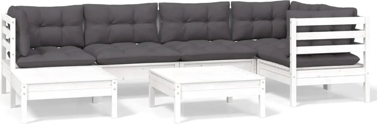 The Living Store 7-delige Loungeset met kussens massief grenenhout wit - Loungeset - Tuinset - Lounge Bank - Buitenshuis Relaxen - Hout Meubel The Living Store 7-delige Loungeset met kussens massief grenenhout wit - Loungeset - Tuinset - Lounge Bank - Buitenshuis Relaxen - Hout Meubel - Image 1