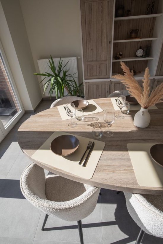 ZICZAC - Set de table TOGO - Lot de 6 - Double face - Simili cuir - 33x45 cm, ivoire