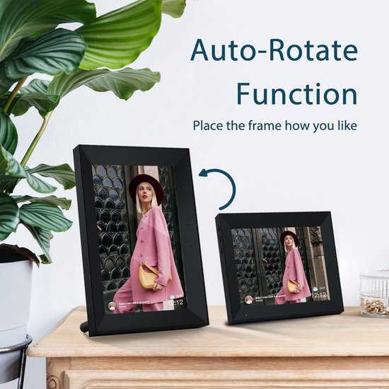 Frameo 10.1 Inch WiFi Digitaal Fotolijstje, 1280x800 HD IPS Touchscreen Elektronisch Fotolijstje, 32GB Geheugen, Automatisch Roteren, Ondersteuning Micro SD (2-Pack