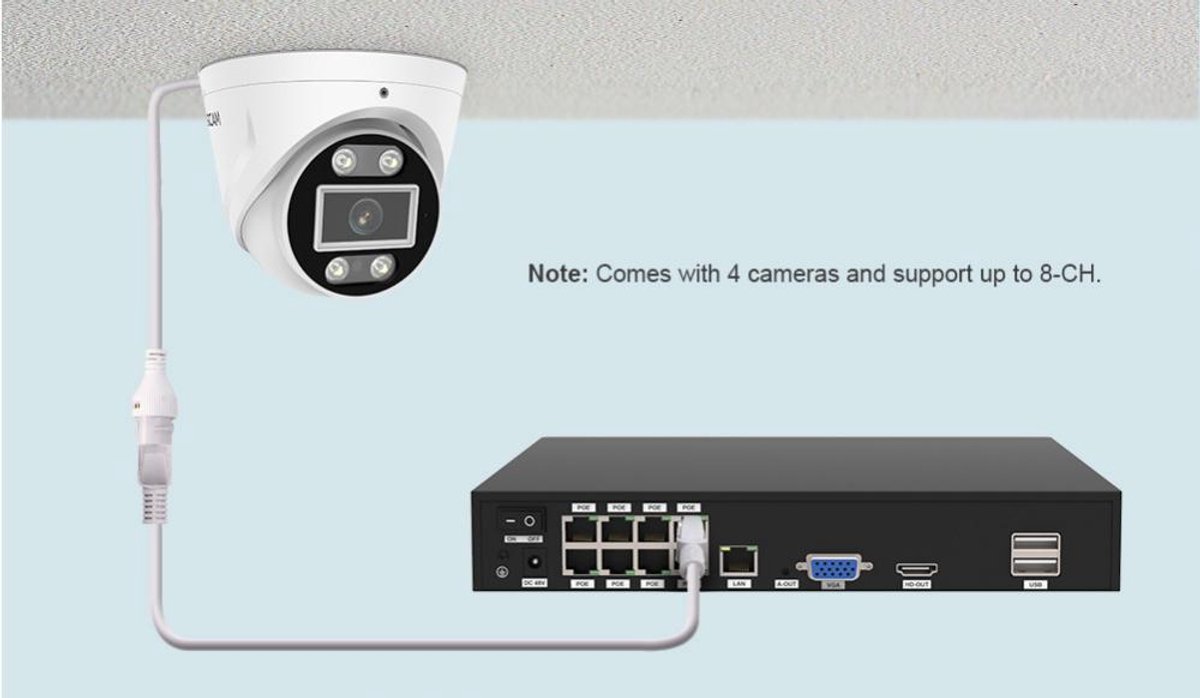 Foscam FN9108E-T4-2T Kit Beveiligingscamera Set - 4 Camera's - PoE - 2TB Geheugen - Nachtzicht 20m - 5MP - Zwart – foto 6