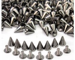 BamBella® - Studs spikes - 100 stuks - Schroef systeem zelf gothic schoenen kleding maken zwart siernagel