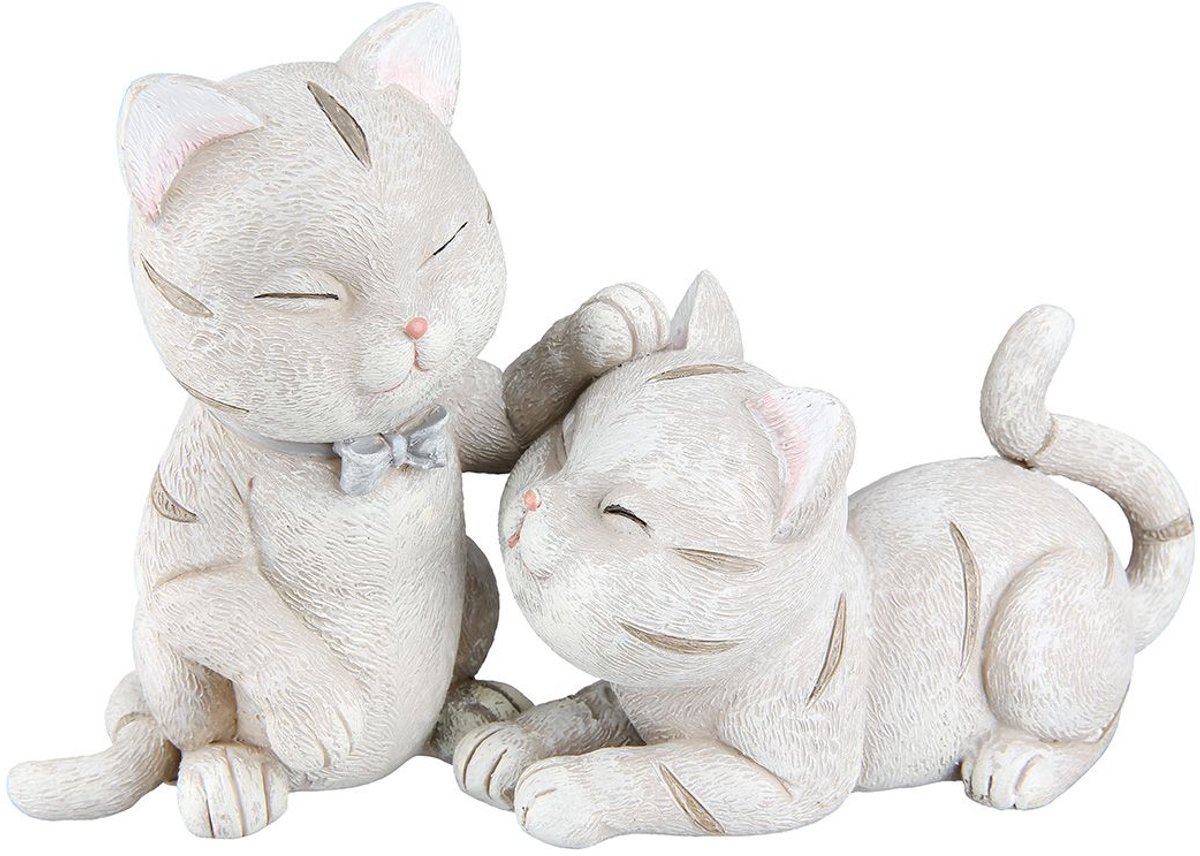 Beeld Kittens play 9x18x12 resin creme