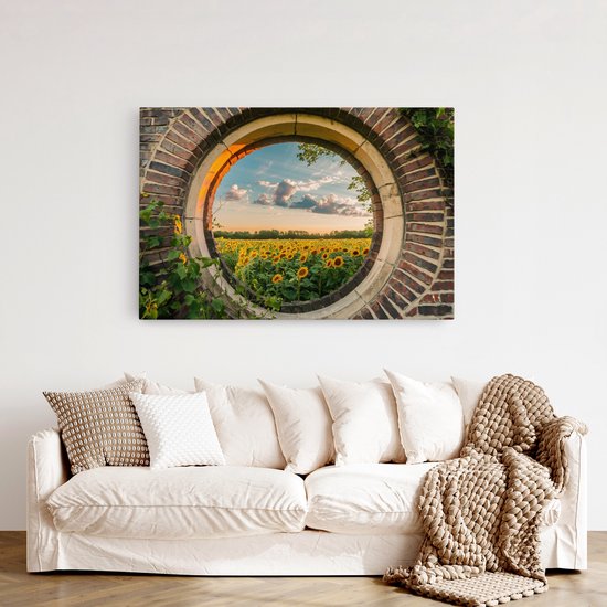 Tableau sur toile Saammp - Champ de tournesols - Nature - Vue - 150x100 - Photo sur toile - Décoration murale - Décoration murale Salon - Décoration chambre - Impression sur toile