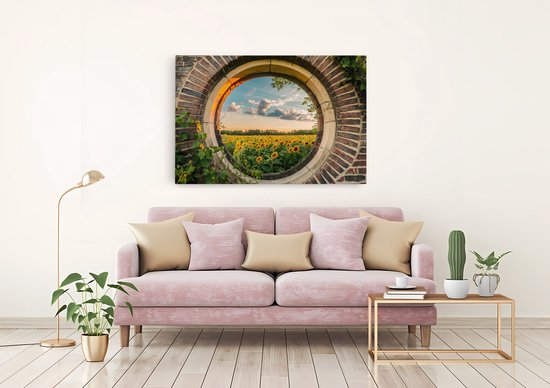 Tableau sur toile Saammp - Champ de tournesols - Nature - Vue - 150x100 - Photo sur toile - Décoration murale - Décoration murale Salon - Décoration chambre - Impression sur toile