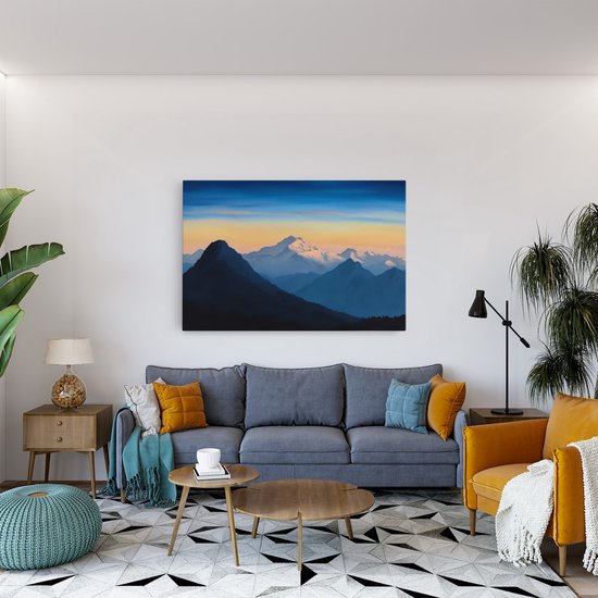 Tableau sur toile Saammp - Sommets de montagne - Nature - Paysage - 120x80 - Photo sur toile - Décoration murale - Décoration murale Salon - Décoration chambre - Impression sur toile