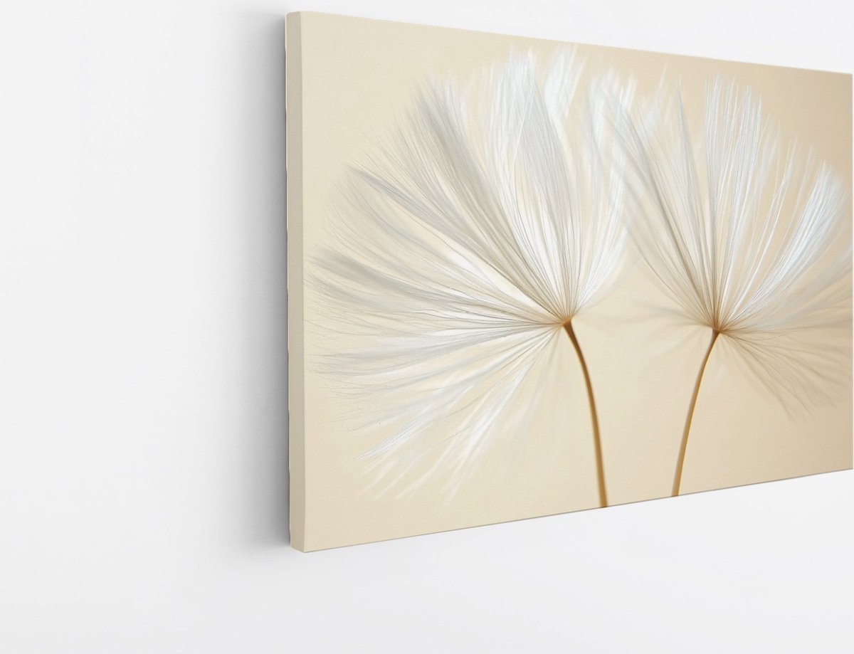Saammp Canvas Schilderij - 2 witte Bloemen - Kunstwerk - Natuur - Abstract - 45x30 - Foto op canvas - Wanddecoratie - Muurdecoratie Woonkamer - Woonkamer Decoratie Multicolor