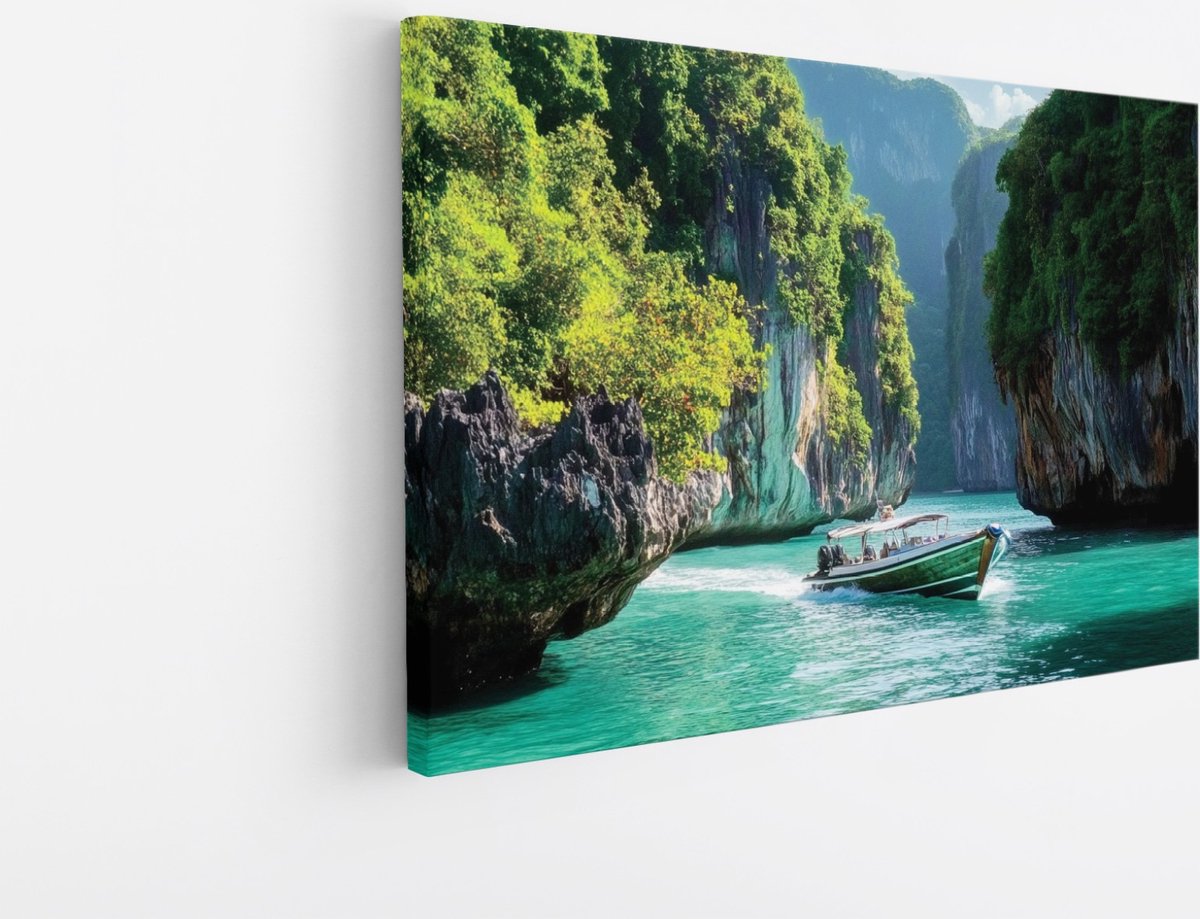 Saammp Canvas Schilderij - Natuur - Bergtop in de zon - landschappen - 50x40 - Foto op canvas - Wanddecoratie - Muurdecoratie Woonkamer - Slaapkamer decoratie - Canvas Print Multicolor