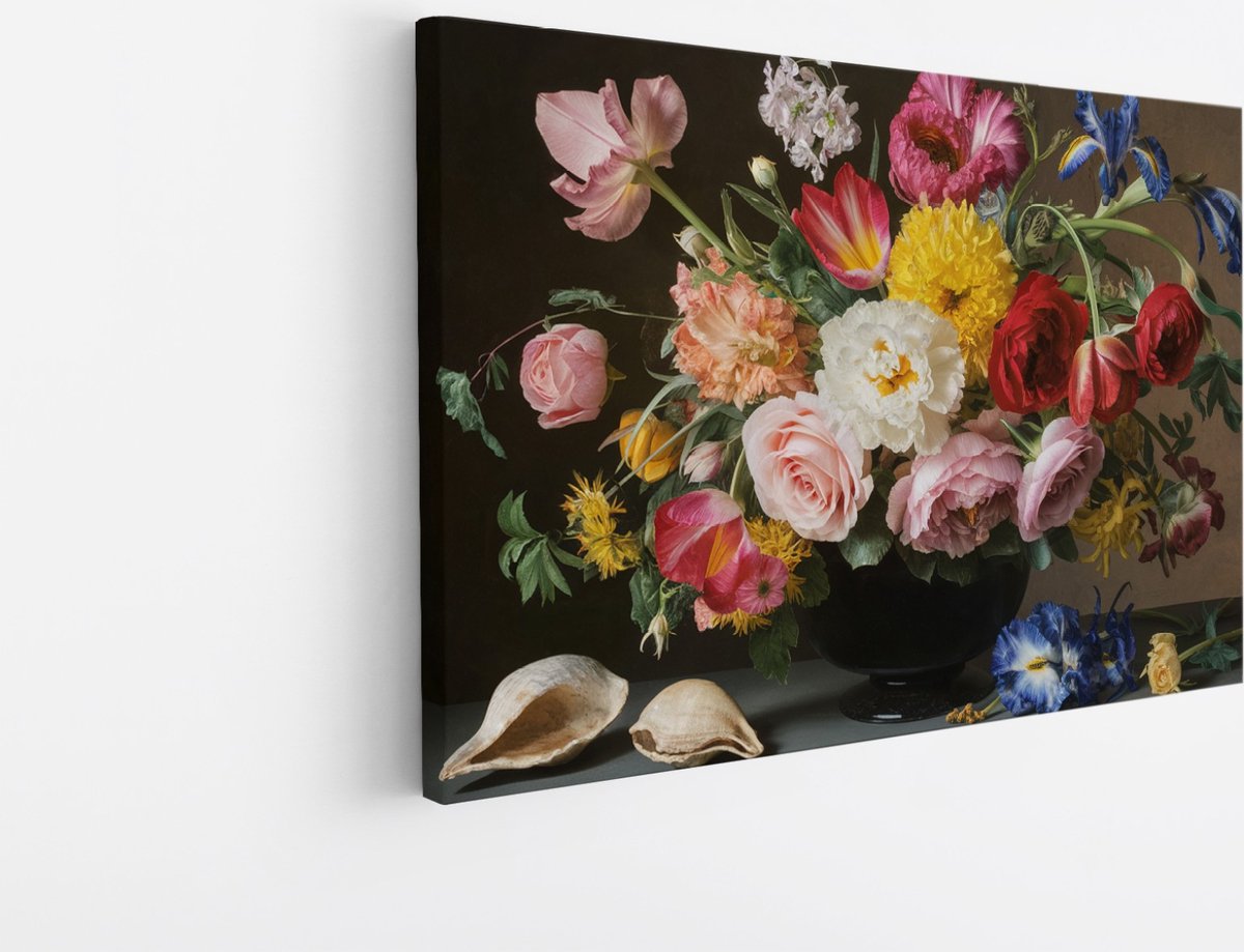 Saammp Canvas Schilderij - Stilleven - bloemen - Natuur - Abstract - 150x100 - Foto op canvas - Wanddecoratie - Muurdecoratie Woonkamer - Kantoor Decoratie Multicolor