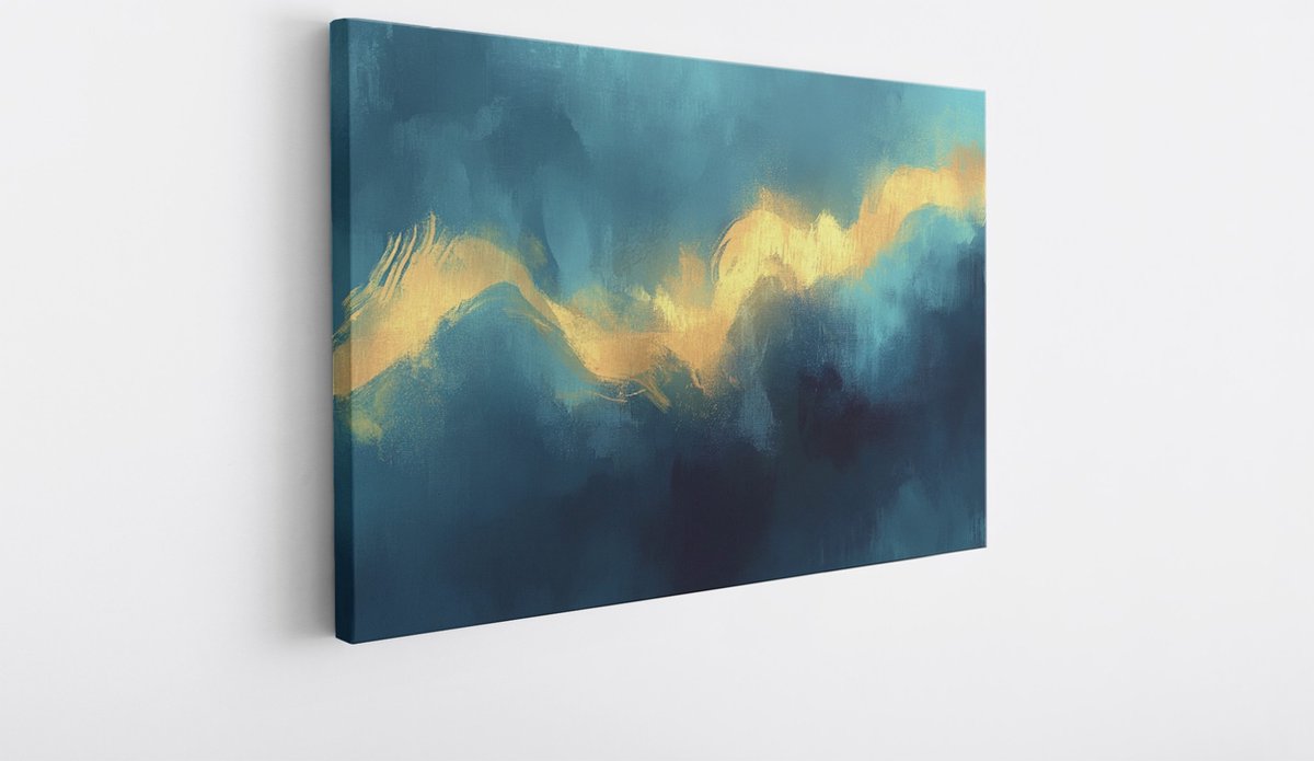 Saammp Canvas Schilderij - Goud - Abstract - 40x30 - Foto op canvas - Wanddecoratie - Muurdecoratie Woonkamer - Slaapkamer decoratie - Canvas Print Multicolor