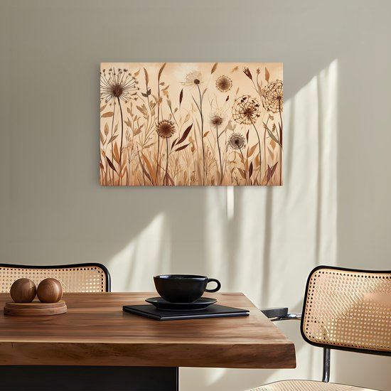 Saammp Canvas Schilderij - Vintage Bloemen - Natuur -Abstract - 70x50 - Foto op canvas - Wanddecoratie - Muurdecoratie Woonkamer - Kantoor Decoratie