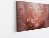 Saammp Canvas Schilderij - Roze bloemen - Abstract - 70x50 - Foto op canvas - Wanddecoratie - Muurdecoratie Woonkamer - Kantoor Decoratie