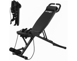 Fitby Fitnessbank - Halterbank - Inklapbare fitnessbank - Bench press - Incl. Weerstandsbanden - Verstelbaar - Zwart